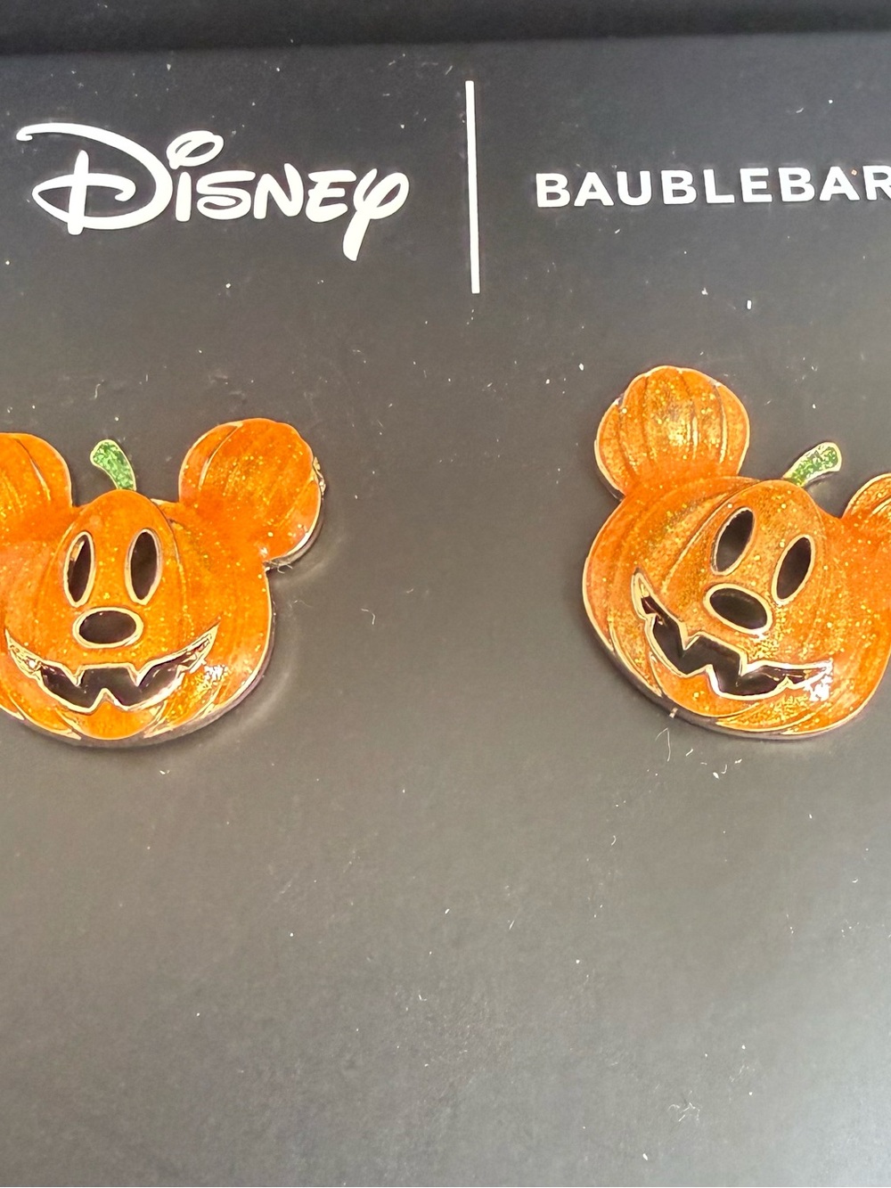 BaubleBar Orange Pumpkin Mickey Halloween Stud Earrings